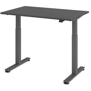HAMMERBACHER VXMST12 elektrisch höhenverstellbarer Schreibtisch grafit rechteckig, T-Fuß-Gestell grau 120,0 x 80,0 cm