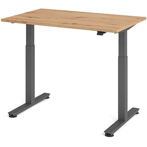 HAMMERBACHER VXMST12 elektrisch höhenverstellbarer Schreibtisch asteiche rechteckig, T-Fuß-Gestell grau 120,0 x 80,0 cm
