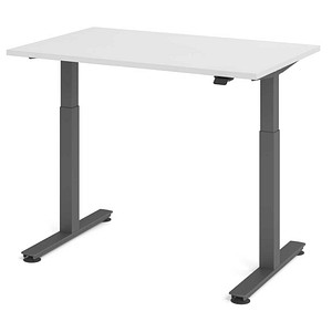 HAMMERBACHER VXMST12 elektrisch höhenverstellbarer Schreibtisch weiß rechteckig, T-Fuß-Gestell grau 120,0 x 80,0 cm