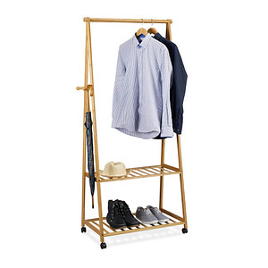 relaxdays Rollgarderobe braun Holz 84,0 x 166,0 cm, 1 St.