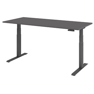 HAMMERBACHER XDKB19 elektrisch höhenverstellbarer Schreibtisch grafit rechteckig, C-Fuß-Gestell grau 180,0 x 80,0 cm
