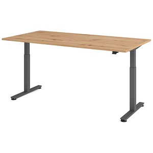 HAMMERBACHER VXMST2E elektrisch höhenverstellbarer Schreibtisch asteiche rechteckig, T-Fuß-Gestell grau 200,0 x 100,0 cm