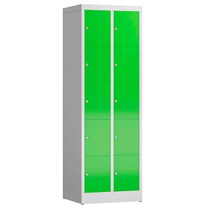 ClassiX Schließfachschrank gelbgrün, lichtgrau X-520525, 10 Schließfächer 59,0 x 50,0 x 180,0 cm