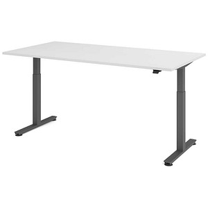 HAMMERBACHER VXMST2E elektrisch höhenverstellbarer Schreibtisch weiß rechteckig, T-Fuß-Gestell grau 200,0 x 100,0 cm
