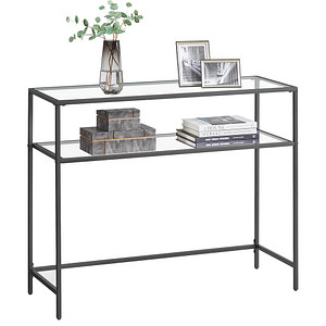 VASAGLE Konsolentisch rechteckig Glas schwarz 100,0 x 35,0 x 80,0 cm, 1 St.