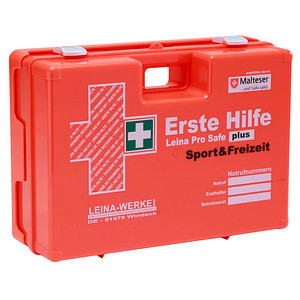 LEINA-WERKE Erste-Hilfe-Koffer Pro Safe plus Sport & Freizeit DIN 13169 + Erweiterung orange