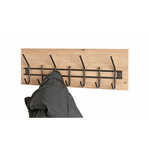 HAKU Möbel Wandgarderobe 54440 eiche Holz 7 Haken 60,0 x 20,0 cm, 1 St.
