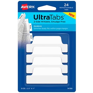 AVERY Zweckform UltraTabs Schmal Haftmarker weiß 24 Blatt