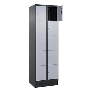 CP Schließfachschrank Classic PLUS schwarzgrau, weißaluminium 080020-205 S10013, 10 Schließfächer 60,0 x 50,0 x 195,0 cm