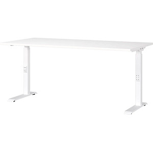 GERMANIA Mailand höhenverstellbarer Schreibtisch weiß rechteckig, C-Fuß-Gestell weiß 160,0 x 80,0 cm