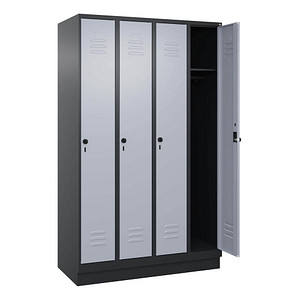 CP Spind Classic PLUS schwarzgrau, weißaluminium 080020-40 S10058, 4 Schließfächer 120,0 x 50,0 x 195,0 cm