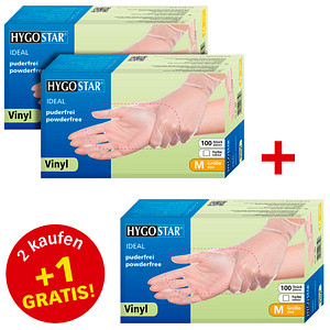 2+1 GRATIS: HYGOSTAR unisex Einmalhandschuhe IDEAL transparent Größe M 2x 100 St. + GRATIS Vinyl Handschuhe M 100 St.