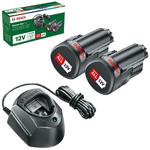 BOSCH Home & Garden Werkzeugakkus mit Ladegerät Starter-Set 12V Li-Ion 2x 1,5 Ah