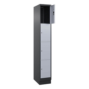CP Schließfachschrank Classic PLUS schwarzgrau, weißaluminium 080020-104 S10013, 4 Schließfächer 30,0 x 50,0 x 185,0 cm