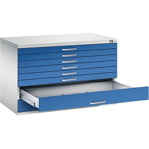 CP 7100 Planschrank lichtgrau, enzianblau 8 Schubladen 110,0 x 76,5 x 76,0 cm, 1 St.