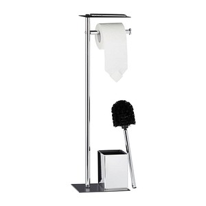 relaxdays WC-Garnitur silber, schwarz Metall, 1 St.
