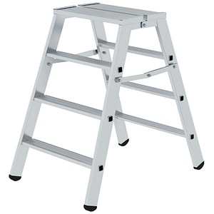 MUNK Stehleiter beidseitig 50096 silber 2x 4 Stufen, H: 93,0 cm