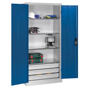CP Stahlschrank 8921-503 S10135 lichtgrau, enzianblau 4 Fachböden 93,0 x 50,0 x 195,0 cm, aufgebaut, 1 St.