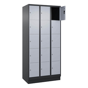CP Schließfachschrank Classic PLUS schwarzgrau, weißaluminium 080020-305 S10014, 15 Schließfächer 90,0 x 50,0 x 195,0 cm