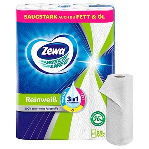 Zewa Küchenrollen WISCH&WEG Reinweiss 2-lagig, 16 Rollen