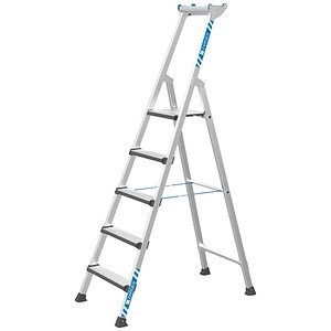 ZARGES Stehleiter einseitig Comfortstep S silber 5 Stufen, H: 206,0 cm