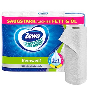 Zewa Küchenrollen WISCH&WEG Reinweiss 2-lagig, 8 Rollen