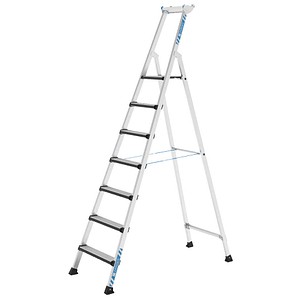 ZARGES Stehleiter einseitig Comfortstep S silber 7 Stufen, H: 260,0 cm