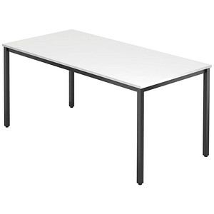 HAMMERBACHER Konferenztisch VDQ16 weiß rechteckig, Vierkantrohr schwarz, 160,0 x 80,0 x 72,0 cm