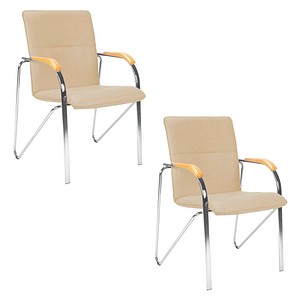 Nowy Styl Besucherstühle Samba beige Kunstleder, 2 St.