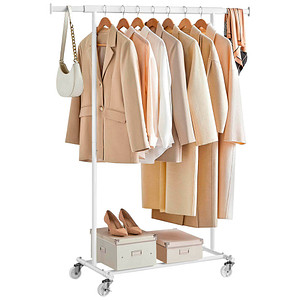 SONGMICS Rollgarderobe weiß Metall 92,0 - 132,0 x 160,0 cm, 1 St.