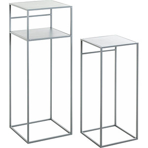 HAKU Möbel Beistelltische-Set rechteckig Metall grau, 2 St.