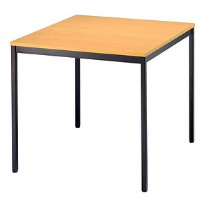 HAMMERBACHER Mehrzwecktisch buche quadratisch, Vierkantrohr schwarz, 80,0 x 80,0 x 72,0 cm