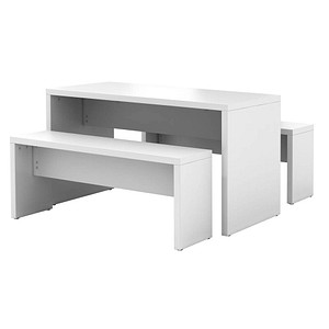 HAMMERBACHER Mehrzwecktisch Meeting Point weiß rechteckig, Wangen-Gestell weiß, 130,0 x 68,0 x 72,8 cm