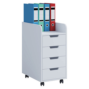 VCM my office Konal Mini Rollcontainer weiß 4 Auszüge 33,0 x 40,0 x 65,0 cm