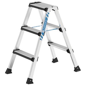 ZARGES Stehleiter beidseitig Comfortstep B silber 2x 3 Stufen, H: 84,0 cm