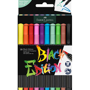 FABER-CASTELL Black Edition Filzstifte farbsortiert, 10 St.