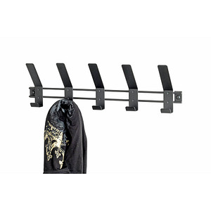 HAKU Möbel Wandgarderobe 54534 schwarz Metall 5 Haken 52,0 x 14,0 cm, 1 St.