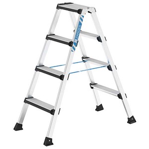 ZARGES Stehleiter beidseitig Comfortstep B silber 2x 4 Stufen, H: 111,0 cm