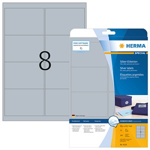 HERMA Folienetiketten 4114 silber 99,1 x 67,7 mm, 25 Blatt