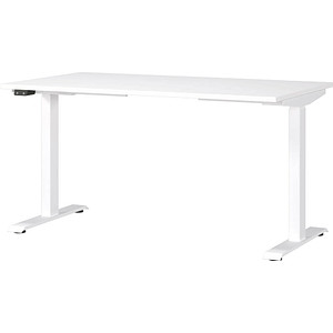 GERMANIA Mailand höhenverstellbarer Schreibtisch weiß rechteckig, T-Fuß-Gestell weiß 140,0 x 80,0 cm