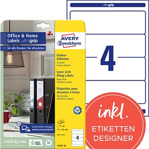 AVERY Zweckform Ordneretiketten weiß, 10 Blatt