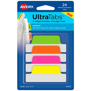 AVERY Zweckform UltraTabs Schmal Haftmarker farbsortiert 24 Blatt