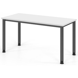HAMMERBACHER HS614 Schreibtisch weiß rechteckig, 4-Fuß-Gestell grau 140,0 x 67,2 cm