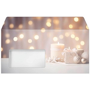 SIGEL Weihnachtsbriefumschläge Golden Glow DIN lang mit Fenster, 50 St.