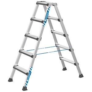 ZARGES Stehleiter beidseitig Comfortstep B silber 2x 5 Stufen, H: 138,0 cm