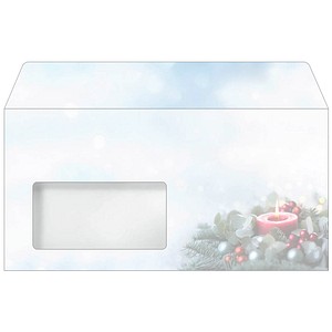 SIGEL Weihnachtsbriefumschläge Candlelight Cheer DIN lang mit Fenster, 50 St.