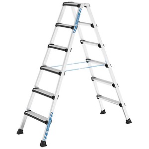 ZARGES Stehleiter beidseitig Comfortstep B silber 2x 6 Stufen, H: 165,0 cm