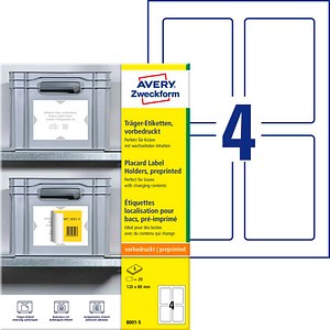 AVERY Zweckform Träger-Etiketten  8001-5 weiß 80,0 x 120,0 mm, 5 Blatt