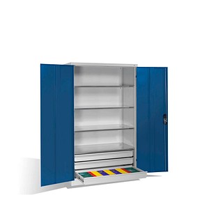 CP Stahlschrank 8932-503 S10240 lichtgrau, enzianblau 4 Fachböden 120,0 x 60,0 x 195,0 cm, aufgebaut, 1 St.