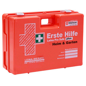 LEINA-WERKE Erste-Hilfe-Koffer Pro Safe plus Heim & Garten DIN 13169 + Erweiterung orange